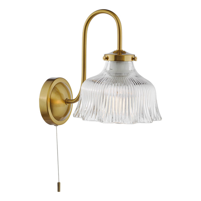 Maude Wall Light Natural Brass and Ribbed Glass