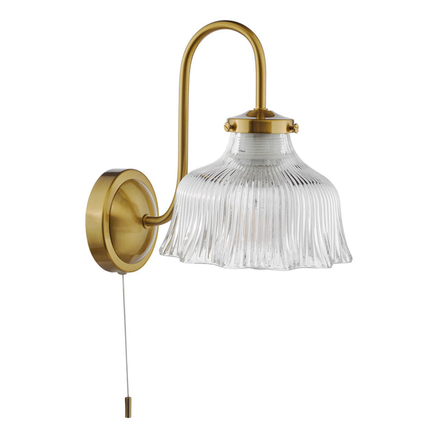 Maude Wall Light Natural Brass and Ribbed Glass