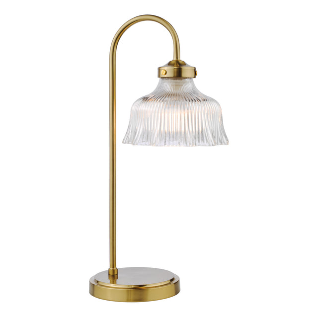 Maude Table Lamp Natural Brass and Ribbed Glass