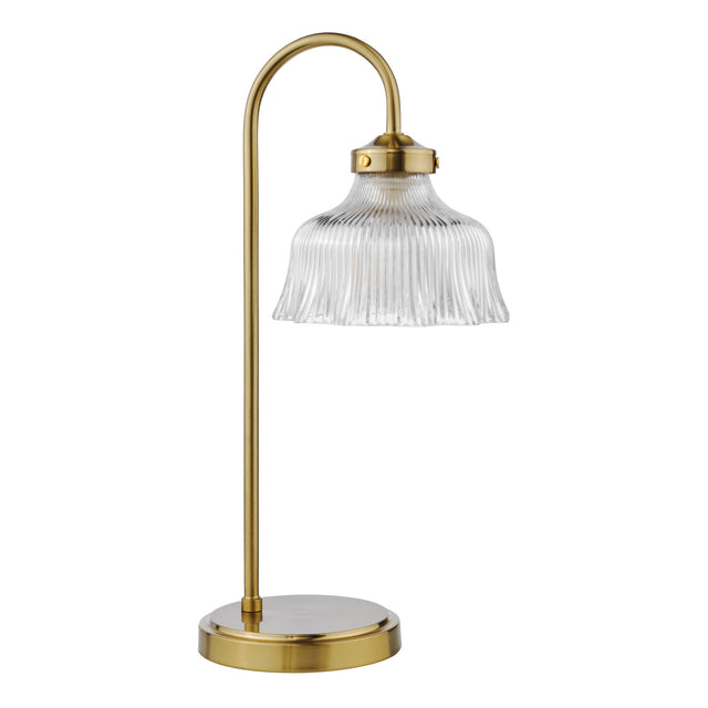 Maude Table Lamp Natural Brass and Ribbed Glass