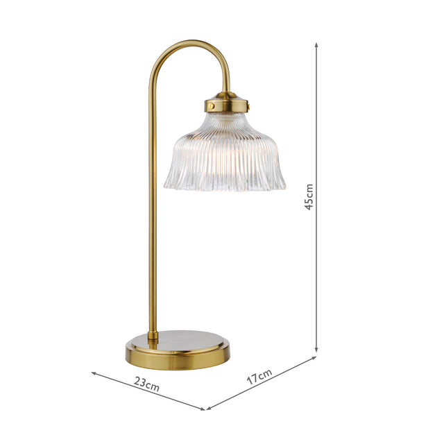 Maude Table Lamp Natural Brass and Ribbed Glass