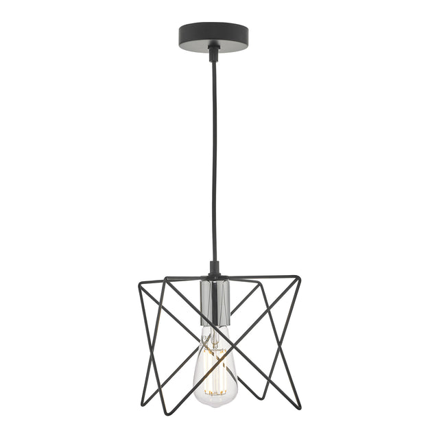 Midi 1 Light Pendant Black and Polished Chrome