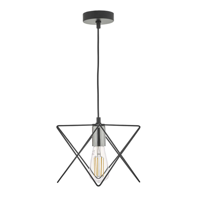 Midi 1 Light Pendant Black and Polished Chrome