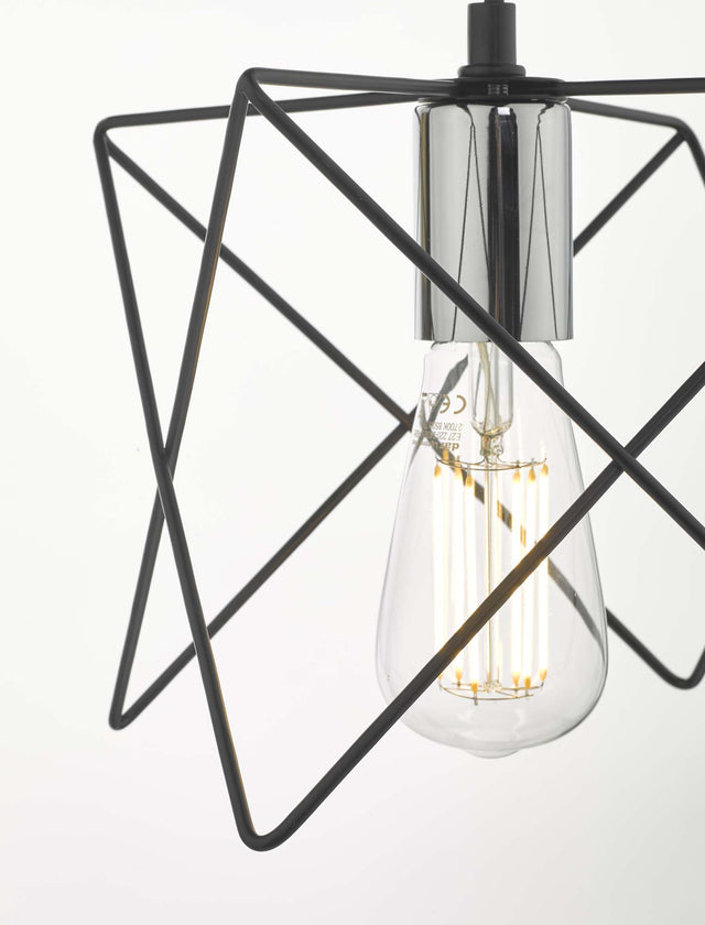 Midi 1 Light Pendant Black and Polished Chrome