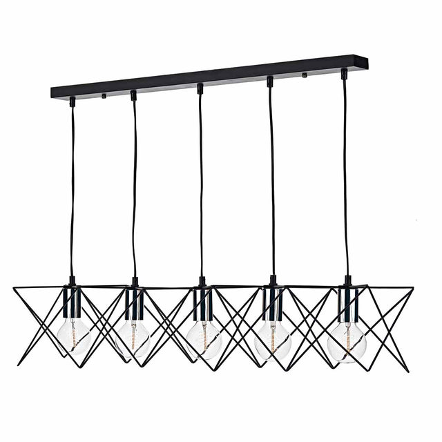 Midi 5lt Bar Pendant Black & Polished Chrome