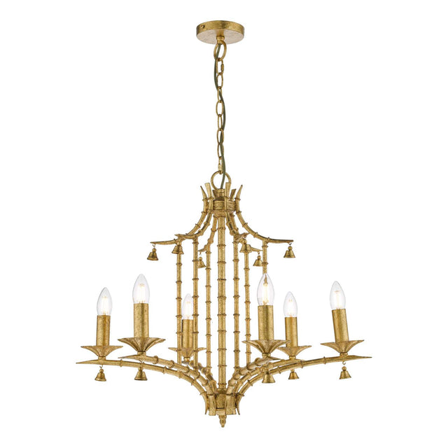 Miette 6 Light Pendant Antique Gold Leaf