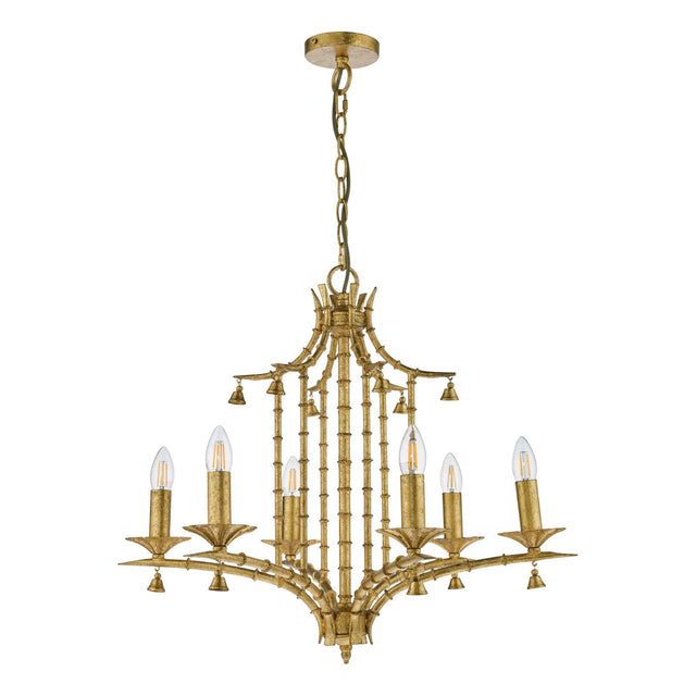 Miette 6 Light Pendant Antique Gold Leaf