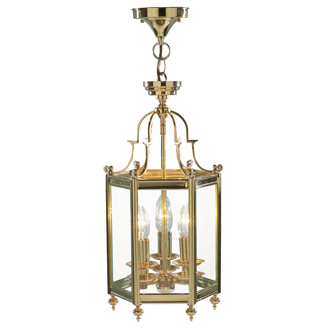 Moorgate Hexagonal Hall Lantern Dual Mount Polished Brass