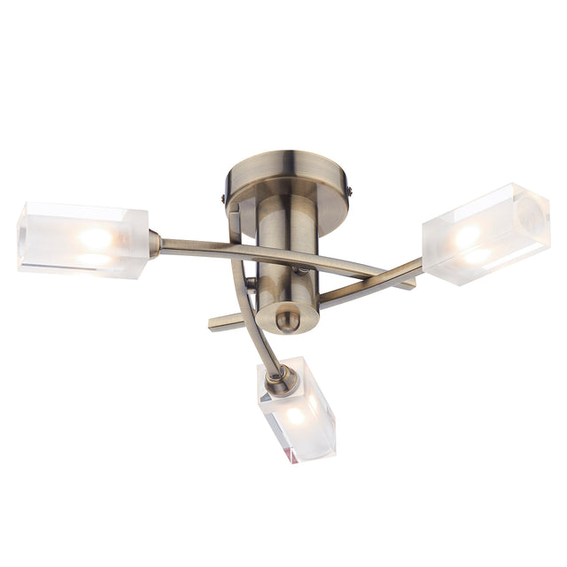 Morgan 3 Light Semi Flush Antique Brass