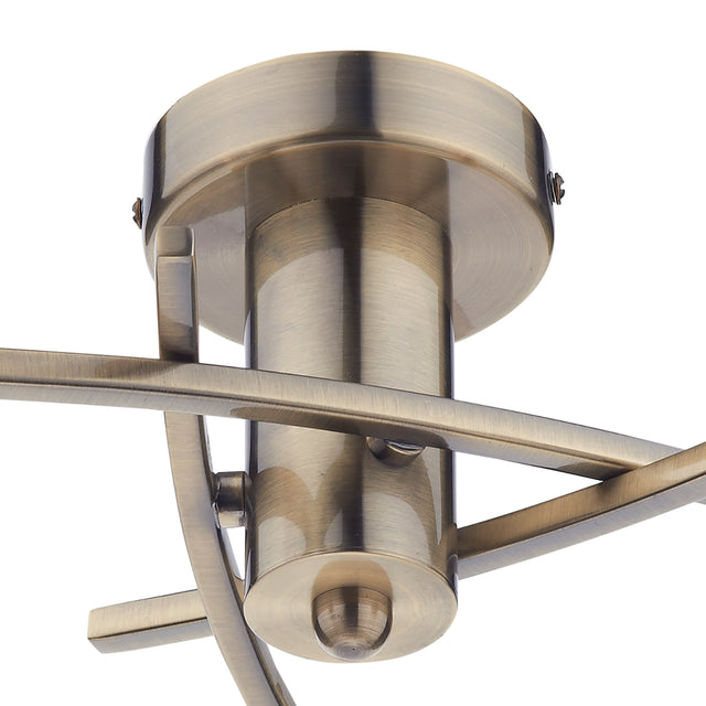 Morgan 3 Light Semi Flush Antique Brass