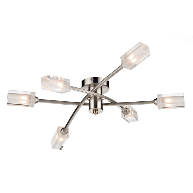 Morgan 6 Light Semi Flush Satin Chrome