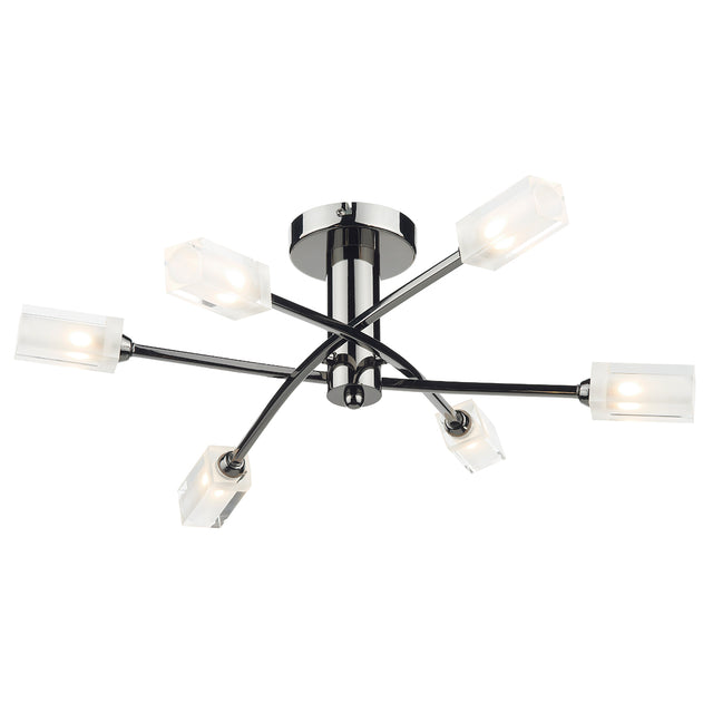 Morgan 6 Light Semi Flush Black Chrome