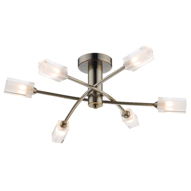 Morgan 6 Light Semi Flush Antique Brass