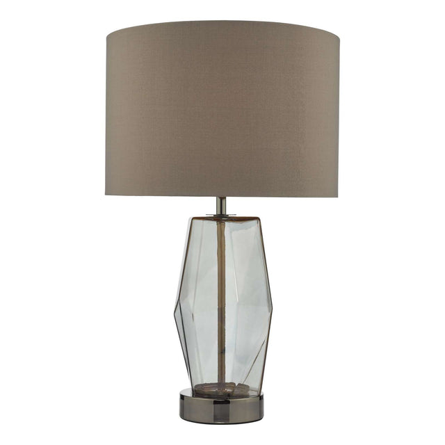 Mubina Touch Table Lamp Black Chrome Smoked Glass With Shade