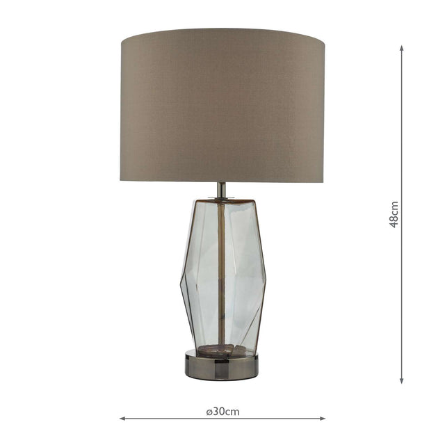 Mubina Touch Table Lamp Black Chrome Smoked Glass With Shade