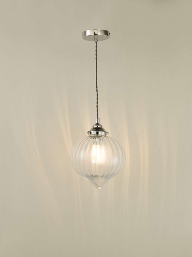 Mya Pendant Polished Nickel Glass