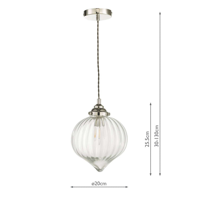 Mya Pendant Polished Nickel Glass