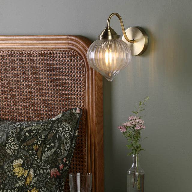 Mya Wall Light Antique Brass and Glass