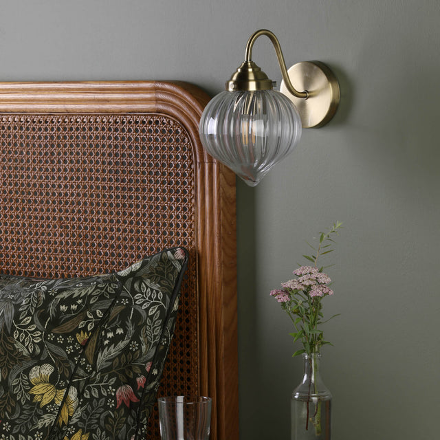 Mya Wall Light Antique Brass and Glass