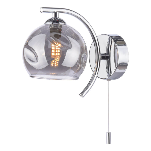 Nakita Wall Light Polished Chrome Smoked Dimpled Glass