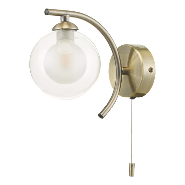 Nakita Wall Light Antique Brass With Clear/Opal Glass