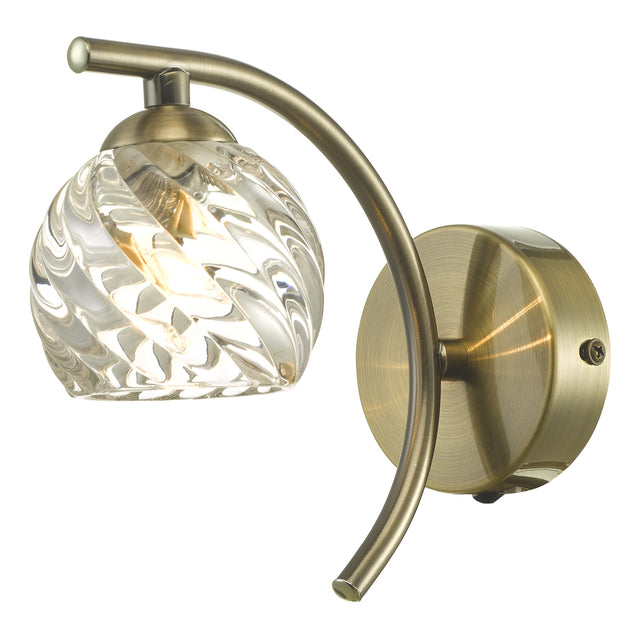 Nakita Wall Light Antique Brass With Twisted Open Glass