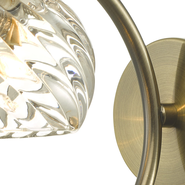 Nakita Wall Light Antique Brass With Twisted Open Glass