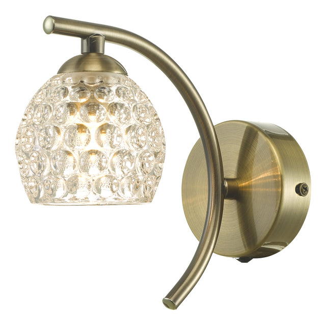 Nakita Wall Light Antique Brass With Dimpled Glass