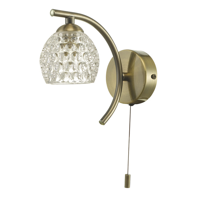 Nakita Wall Light Antique Brass With Dimpled Glass