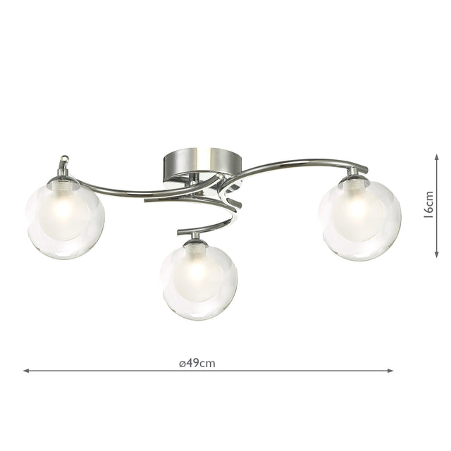 Nakita 3 Light Semi Flush Polished Chrome With Clear/Opal Glass