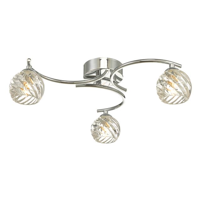 Nakita 3 Light Semi Flush Polished Chrome With Twisted Open Glass