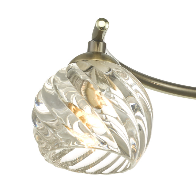 Nakita 3 Light Semi Flush Antique Brass With Twisted Open Glass