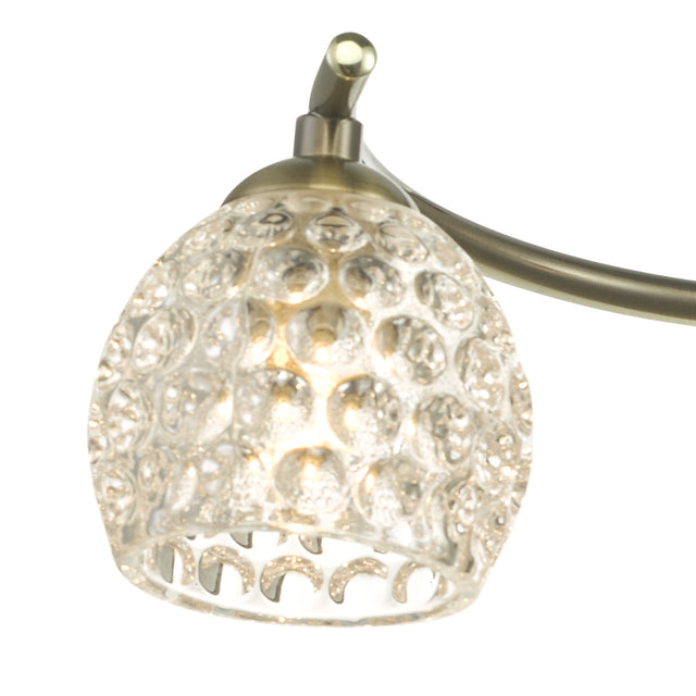 Nakita 3 Light Semi Flush Antique Brass With Dimpled Glass