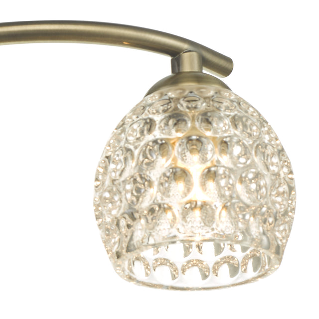 Nakita 3 Light Semi Flush Antique Brass With Dimpled Glass