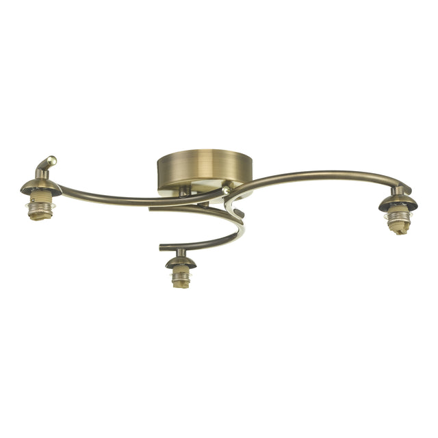 Nakita 3 Light Semi Flush Antique Brass Frame Only