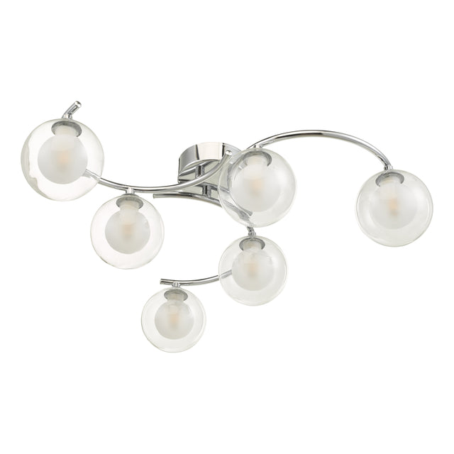 Nakita 6 Light Semi Flush Polished Chrome With Clear/Opal Glass