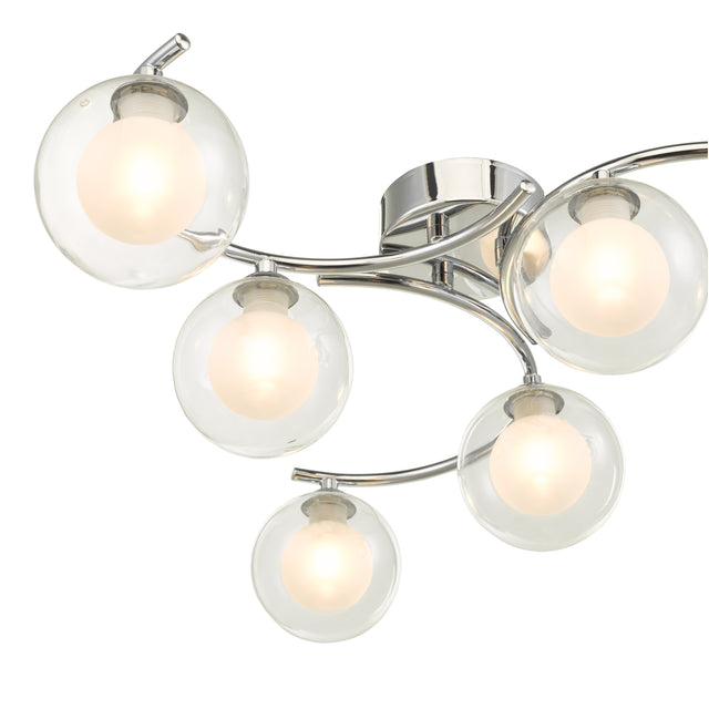 Nakita 6 Light Semi Flush Polished Chrome With Clear/Opal Glass