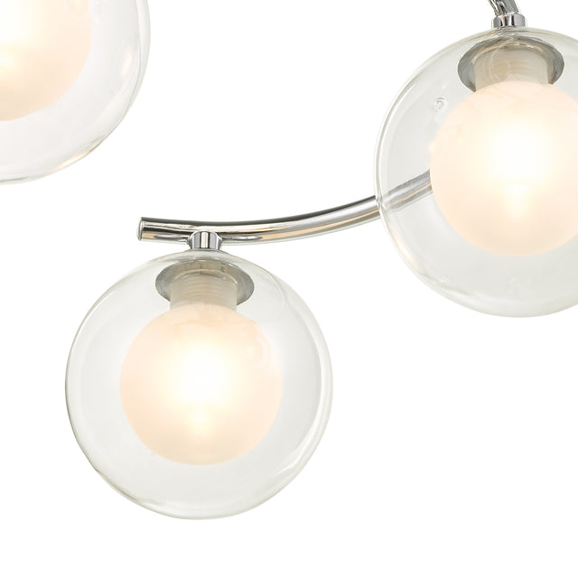 Nakita 6 Light Semi Flush Polished Chrome With Clear/Opal Glass