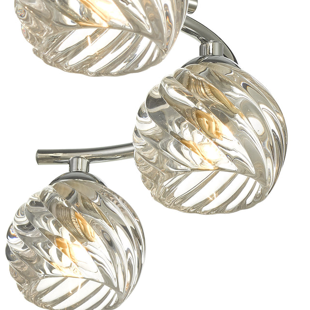 Nakita 6 Light Semi Flush Polished Chrome With Twisted Open Glass