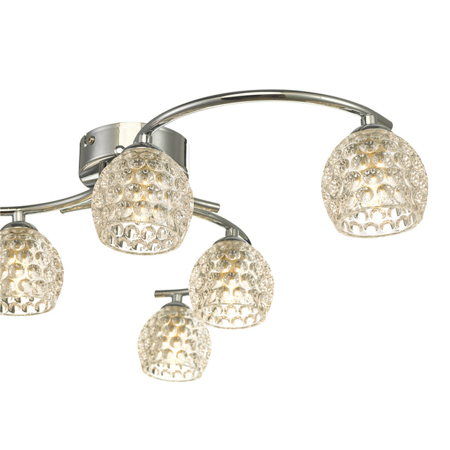 Nakita 6 Light Semi Flush Polished Chrome With Dimpled Glass