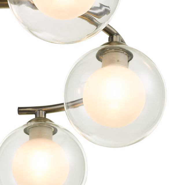 Nakita 6 Light Semi Flush Antique Brass With Clear.Opal Glass