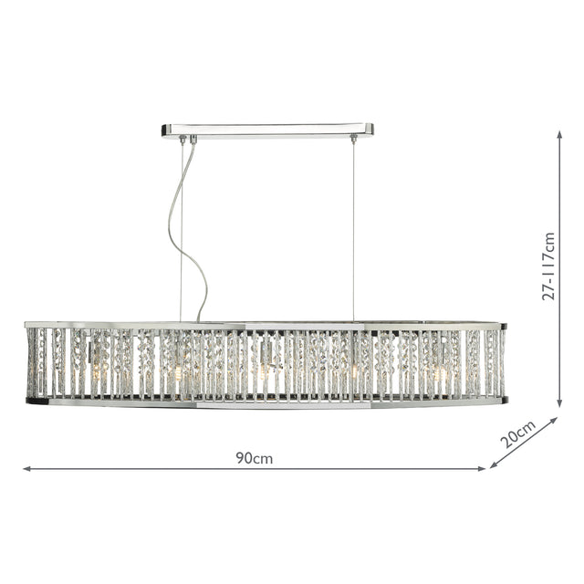 Nantes 5 Light Bar Pendant Polished Chrome Aluminium