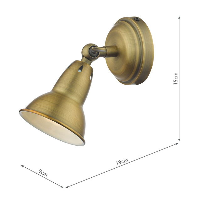 Nathaniel Single Wall Spotlight Aged Brass