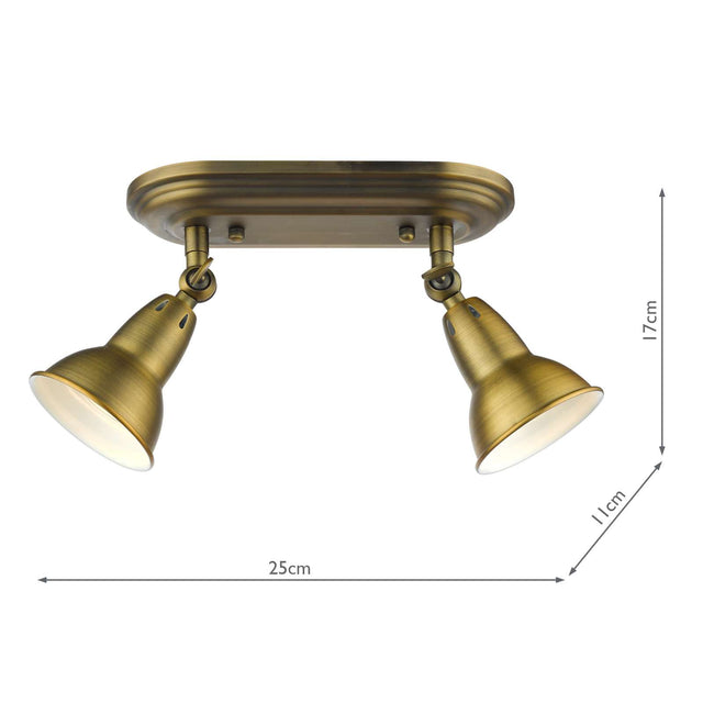 Nathaniel 2 Light Plate Spotlight Aged Brass