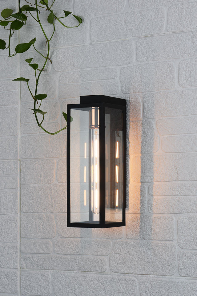 Naxos Outdoor Wall Light Black Glass IP43