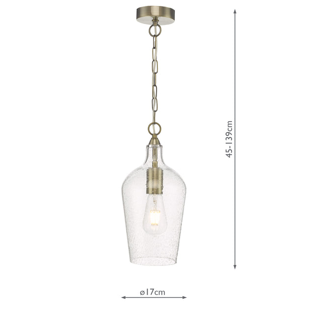 Nida Pendant Antique Brass Glass