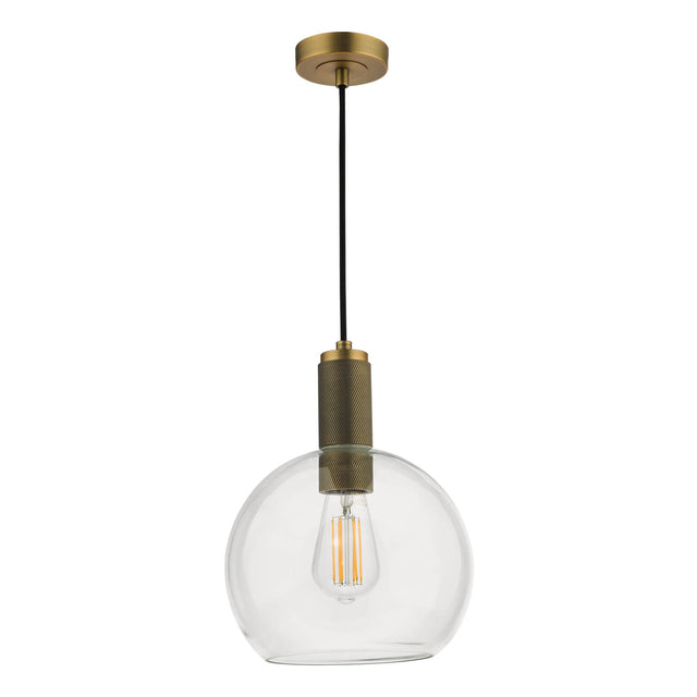 Nikolas Pendant Natural Solid Brass Round Clear Glass