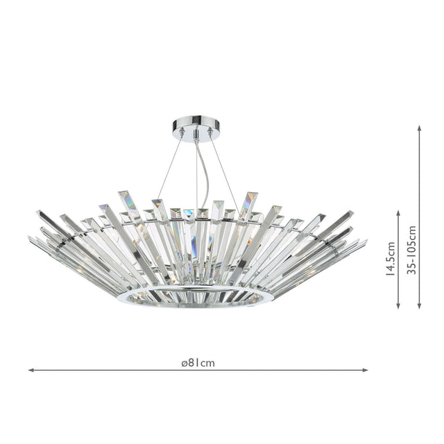 Nimbus 6 Light Pendant Polished Chrome Crystal