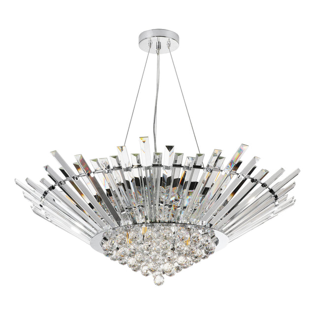 Nimbus 9 Light Chandelier Crystal and Polished Chrome