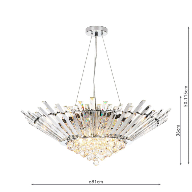 Nimbus 9 Light Chandelier Crystal and Polished Chrome